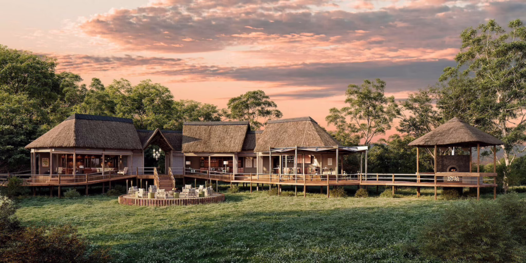 Kanana Camp at sunset in the Okavango Delta, Botswana