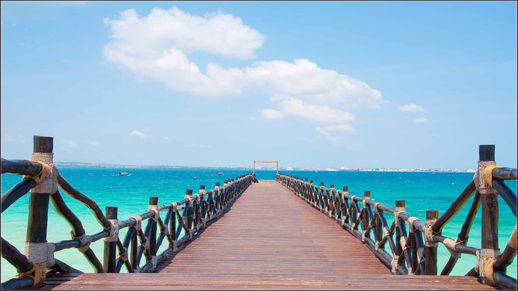 Dock leading to a beach in Tanzania